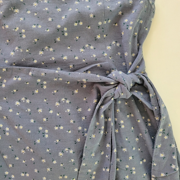 MAJORELLE Revolve Blue Floral Mini Faux Wrap Tie Small Dress - Picture 4 of 16